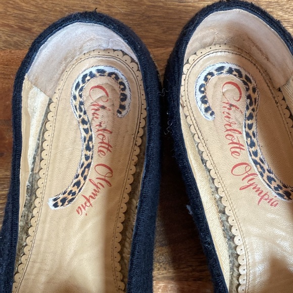 Charlotte Olympia Black Terrycloth KITTY ESPADRILLES  Shoes Raffia - Picture 12 of 16